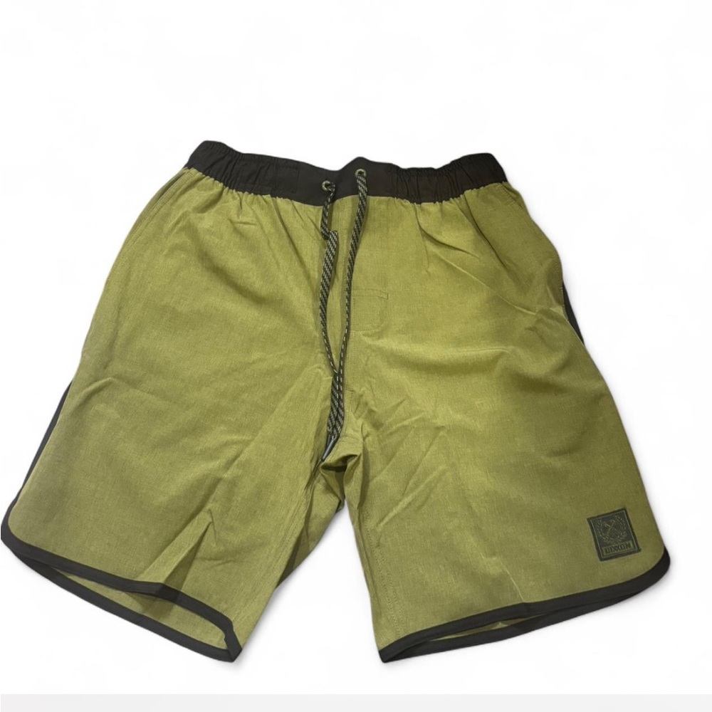 DIXON Premium Athletic Shorts Olive Green‎ Mens Size S Drawstring Elastic Waist